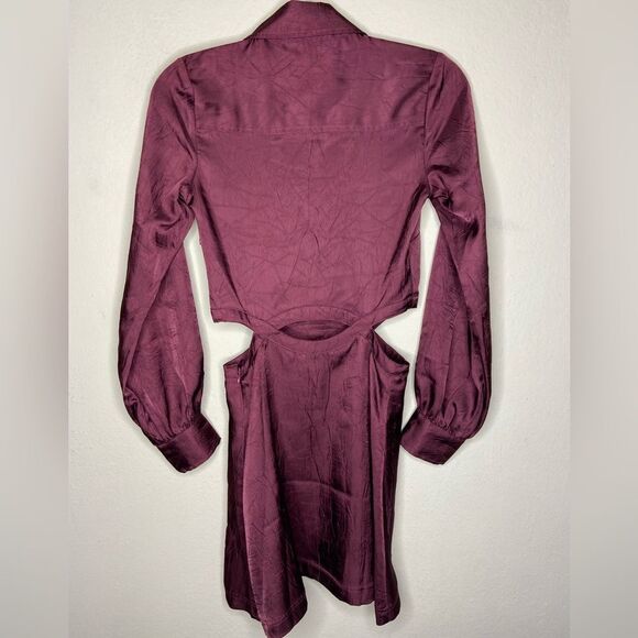 NWT Jonathan Simkhai Baylor Mini Wine Dress Satin Cutout Size XS - Picture 4 of 8